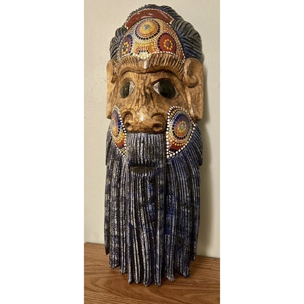 Carved Wooden Bearded Man, Face Decor Australia,‎
